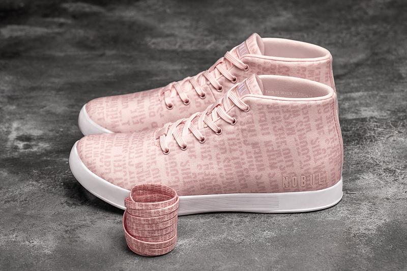 Men's Nobull Wells Canvas Mid Trainers Pink | SG Z2266U